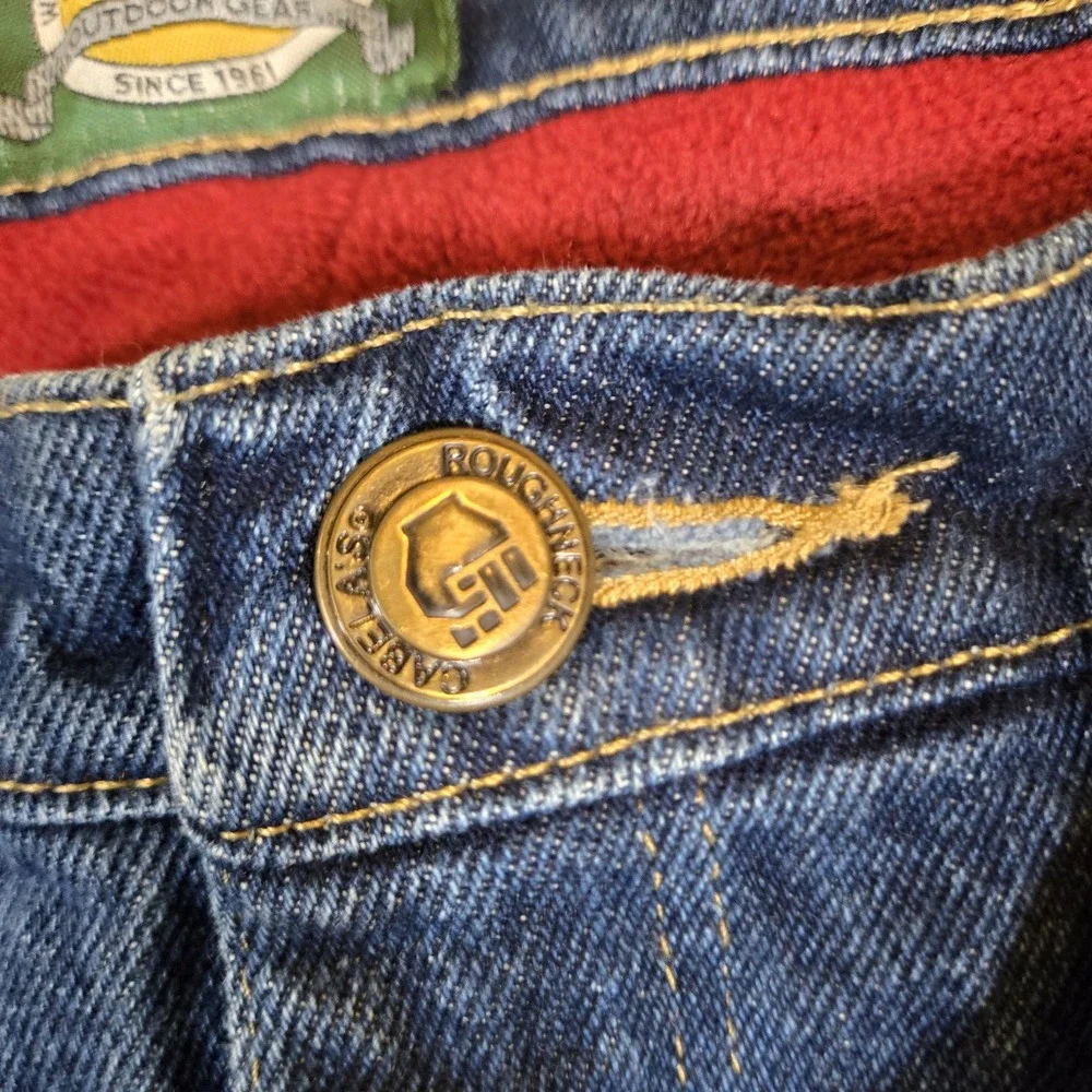 Cabela's Roughneck Jeans Mens 38x30 Red Fleece Lined Straight Denim‎